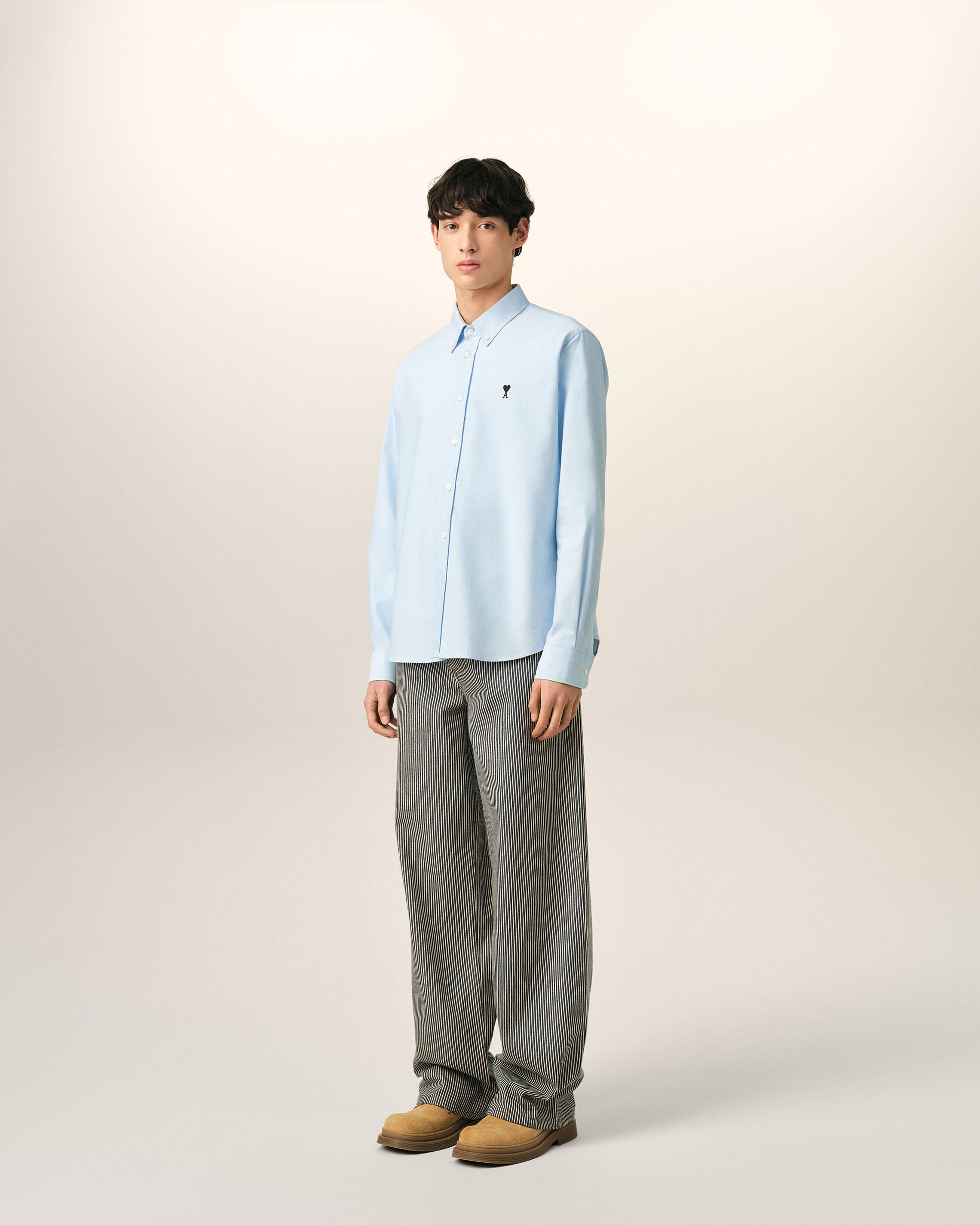 Blue cotton shirt with Ami de Coeur - 6