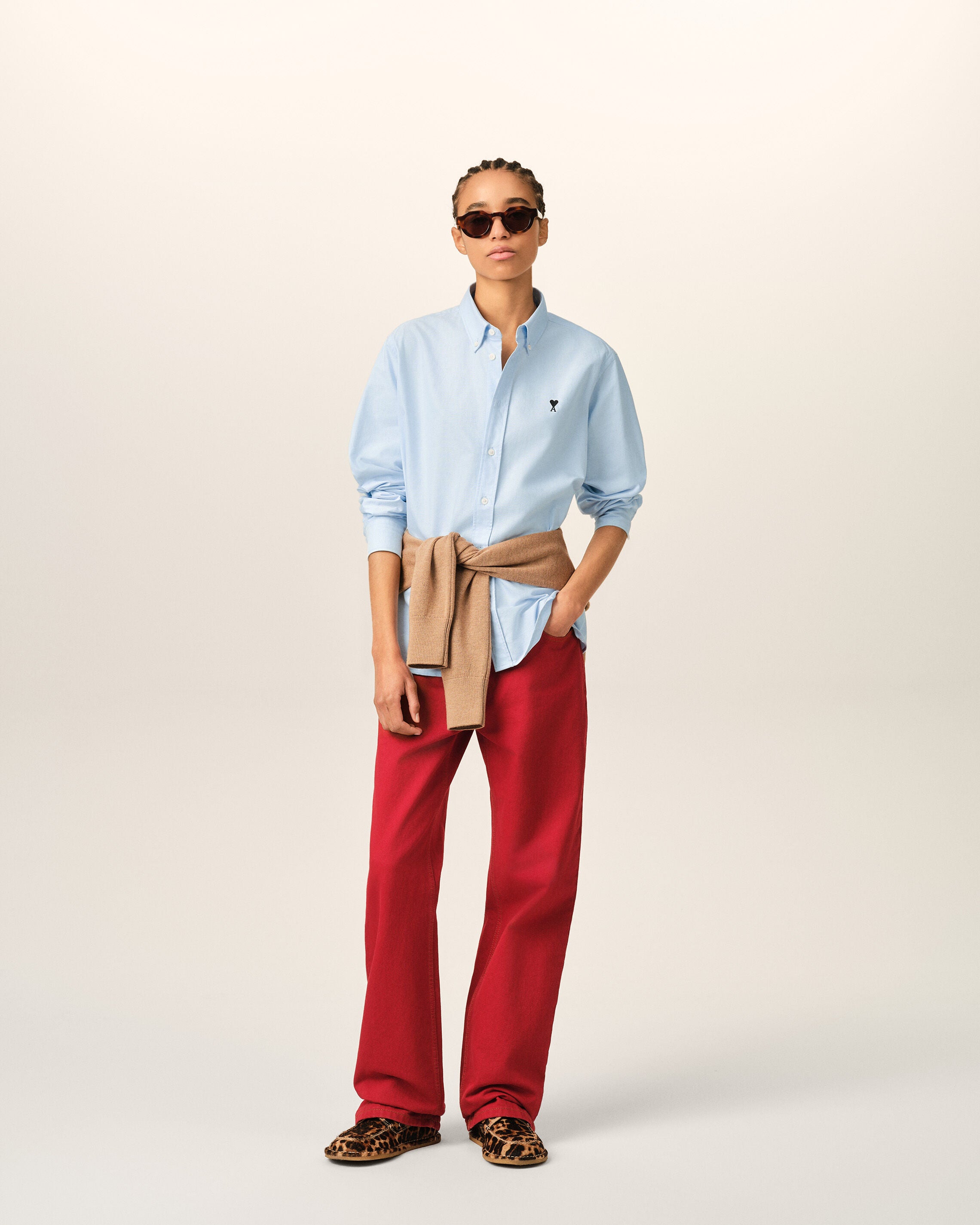 Blue cotton shirt with Ami de Coeur - 9