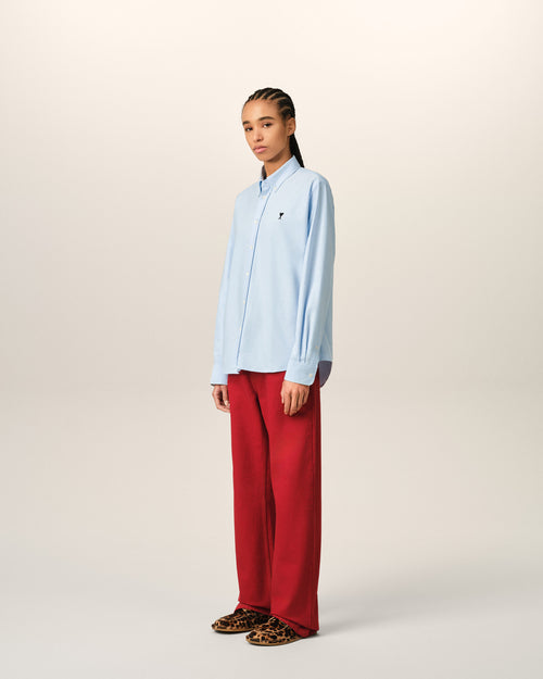 Blue cotton shirt with Ami de Coeur - Woman - 12 - AMI Paris - Ami Paris