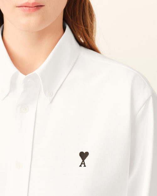 White cotton shirt with Ami de Coeur - Woman - 10 - AMI Paris - Ami Paris