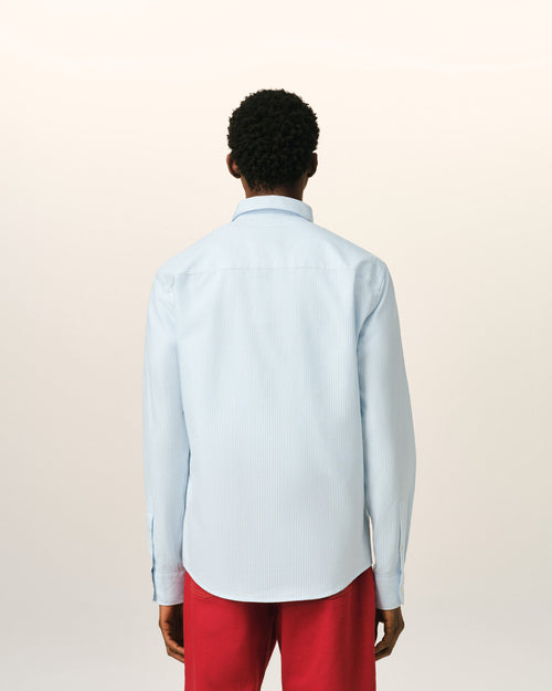 Blue striped cotton shirt with Ami de Coeur - Man - 5 - AMI Paris - Ami Paris