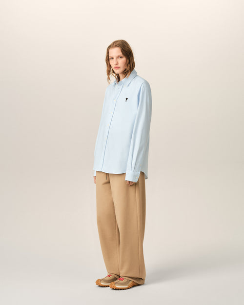 Blue striped cotton shirt with Ami de Coeur - Woman - 12 - AMI Paris - Ami Paris