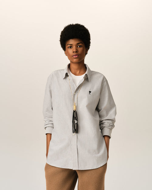 Chemise rayée noire en coton Ami de Coeur - Femme - 8 - AMI Paris - Ami Paris