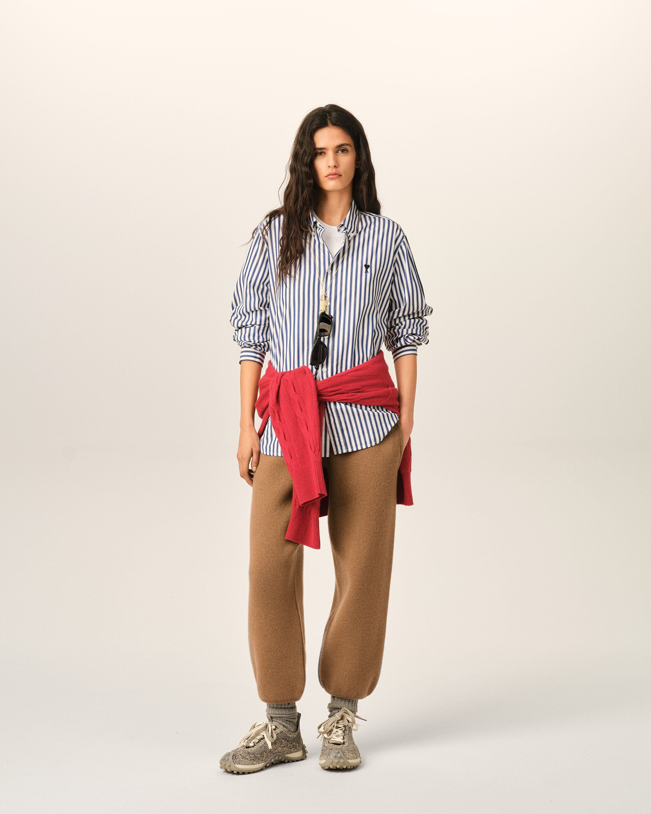 Blue striped cotton shirt with Ami de Coeur - 9