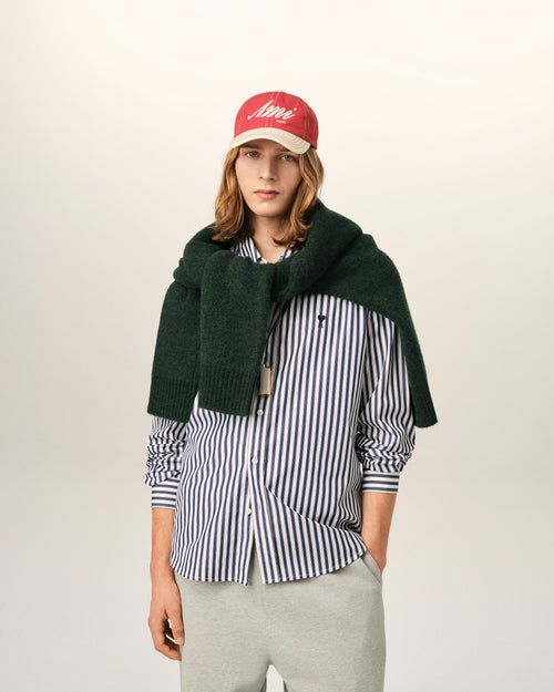 Blue striped cotton shirt with Ami de Coeur - 1 - Ami Paris