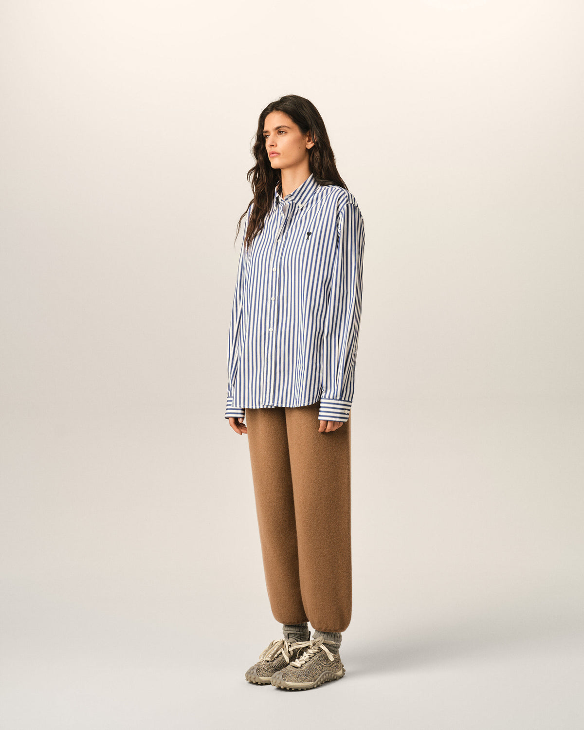 Blue striped cotton shirt with Ami de Coeur - 12