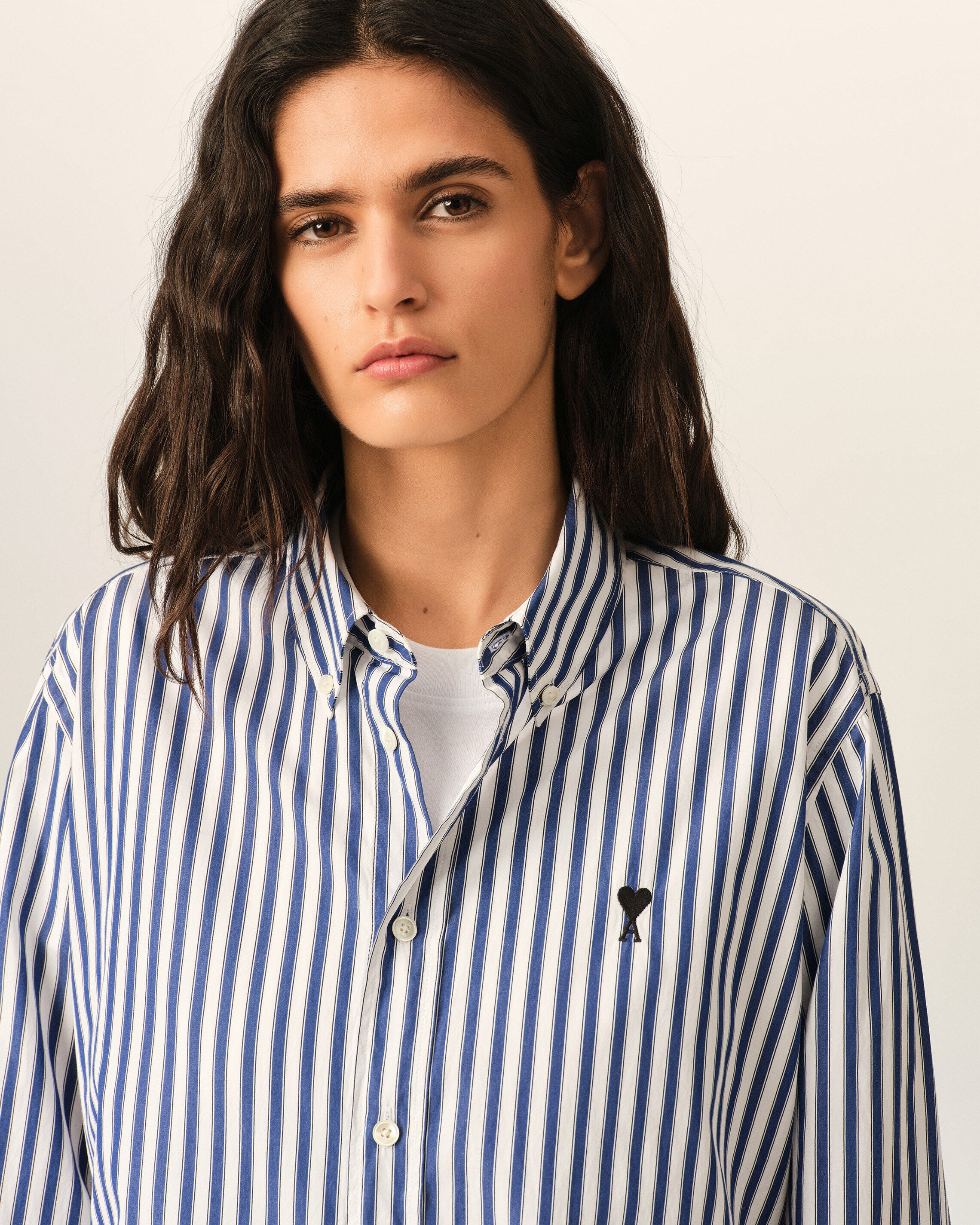 Blue striped cotton shirt with Ami de Coeur - 10