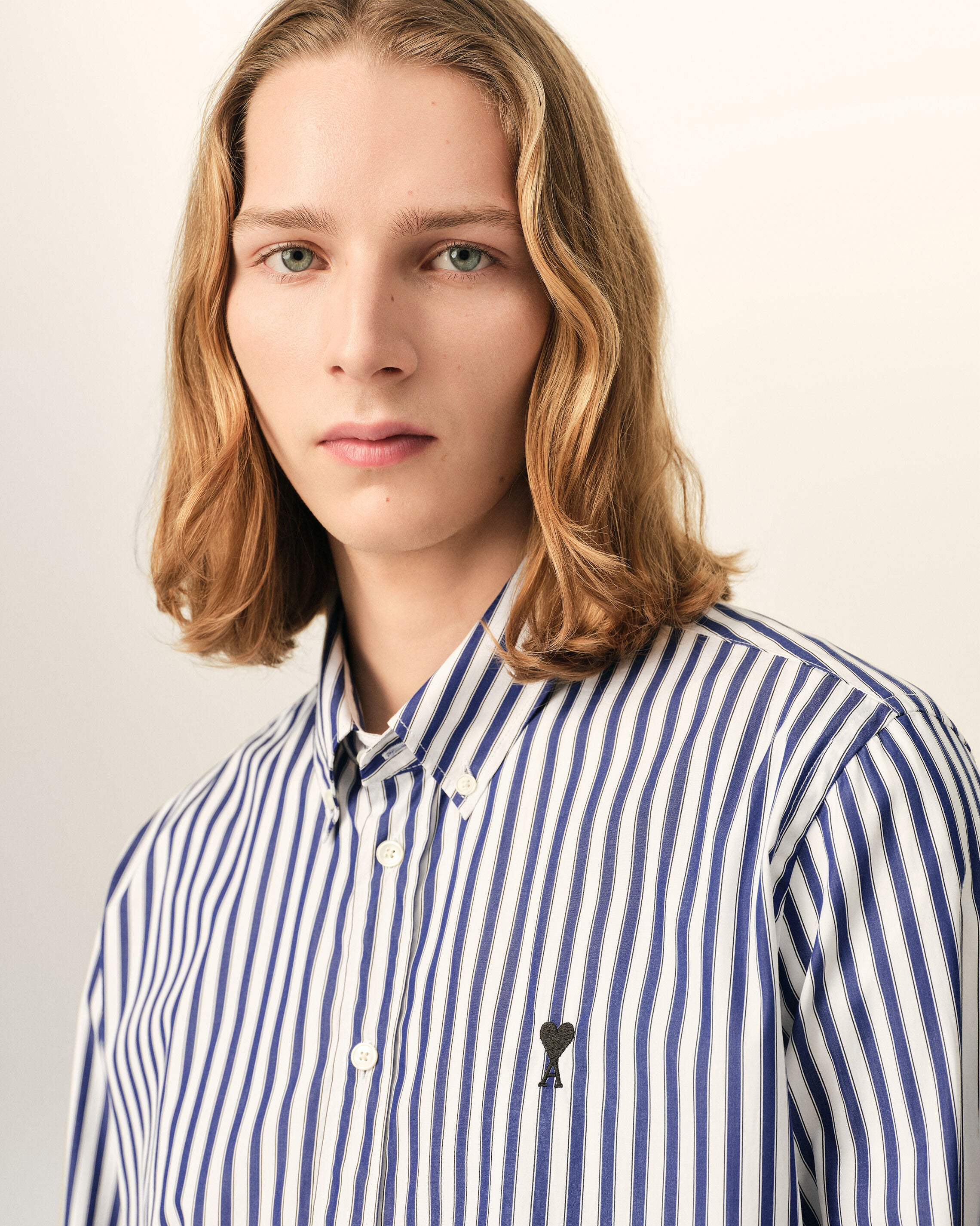 Blue striped cotton shirt with Ami de Coeur - 4