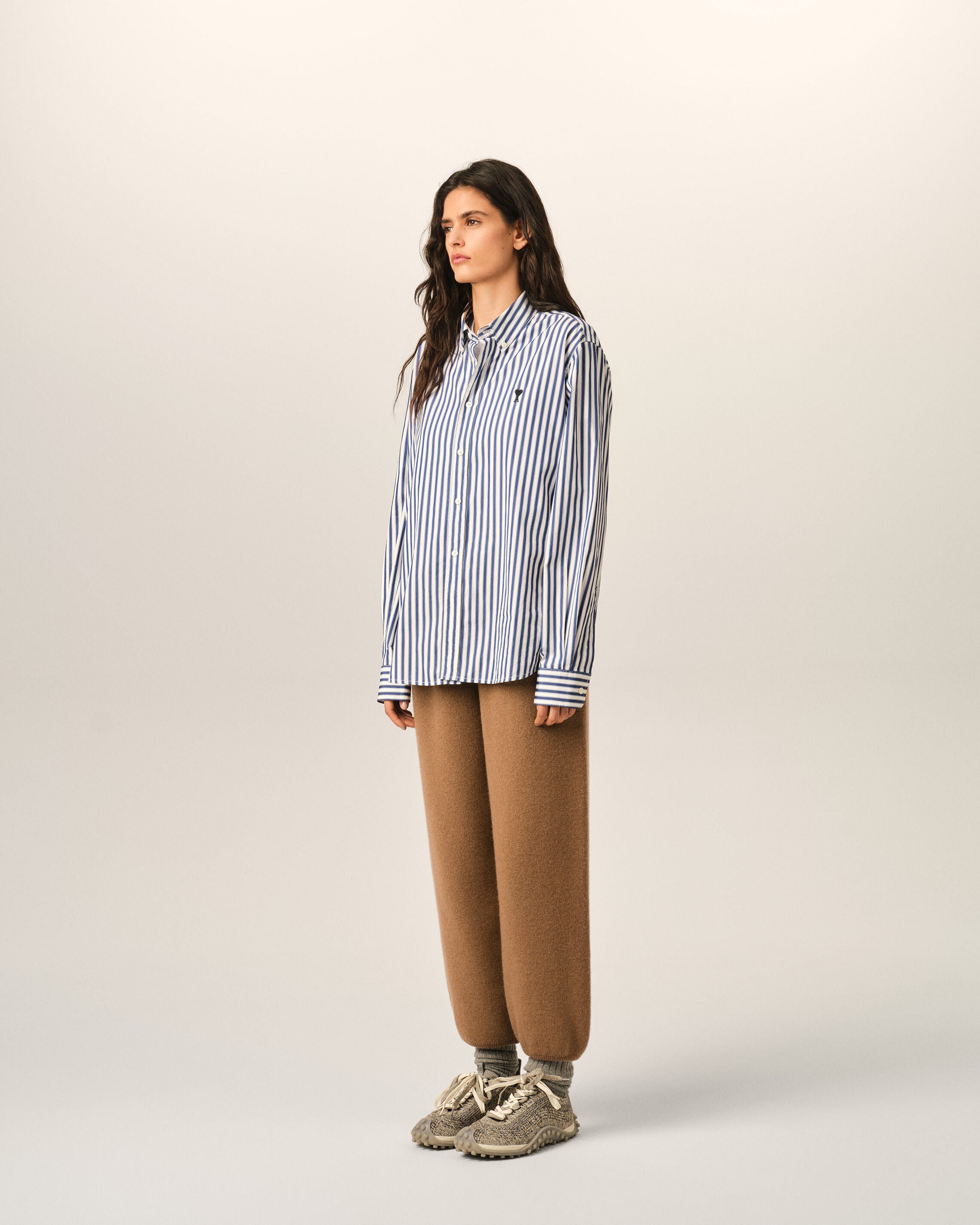 Blue striped cotton shirt with Ami de Coeur - 12