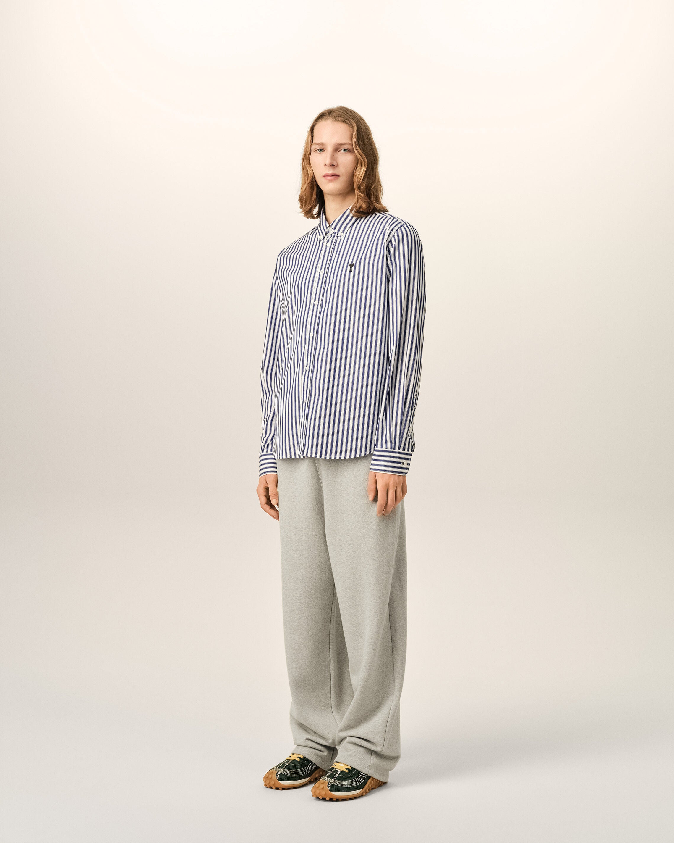 Blue striped cotton shirt with Ami de Coeur - 6