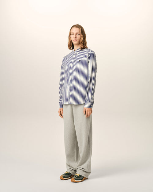 Blue striped cotton shirt with Ami de Coeur - Man - 6 - AMI Paris - Ami Paris