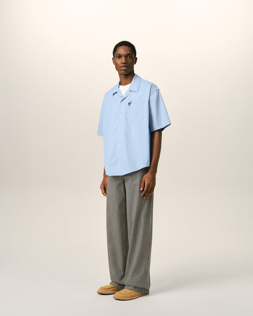 Blue boxy cotton short-sleeve shirt with Ami de Coeur tulip - Man - 6 - AMI Paris - Ami Paris