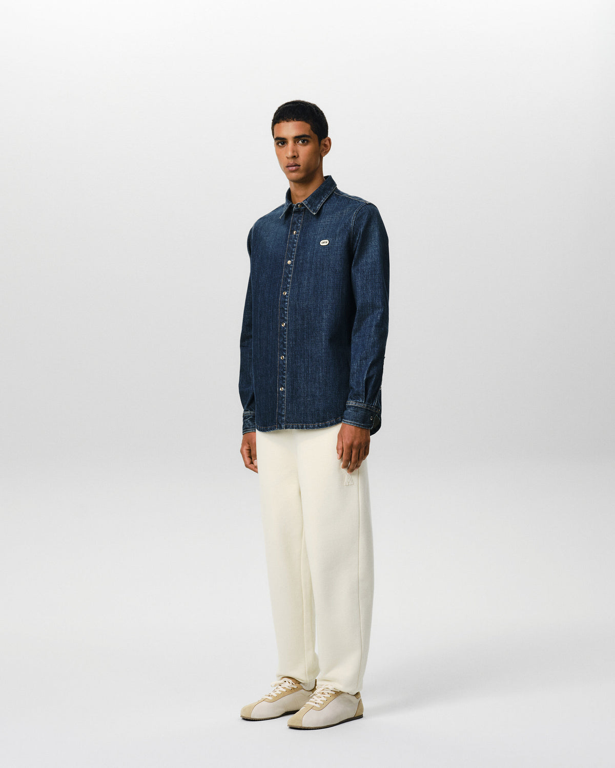 Blue cotton overshirt with Ami patch - 6