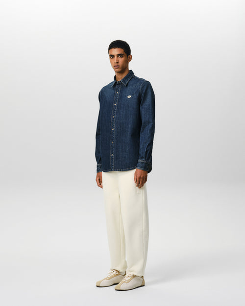 Blue cotton overshirt with Ami patch - Man - 6 - AMI Paris - Ami Paris