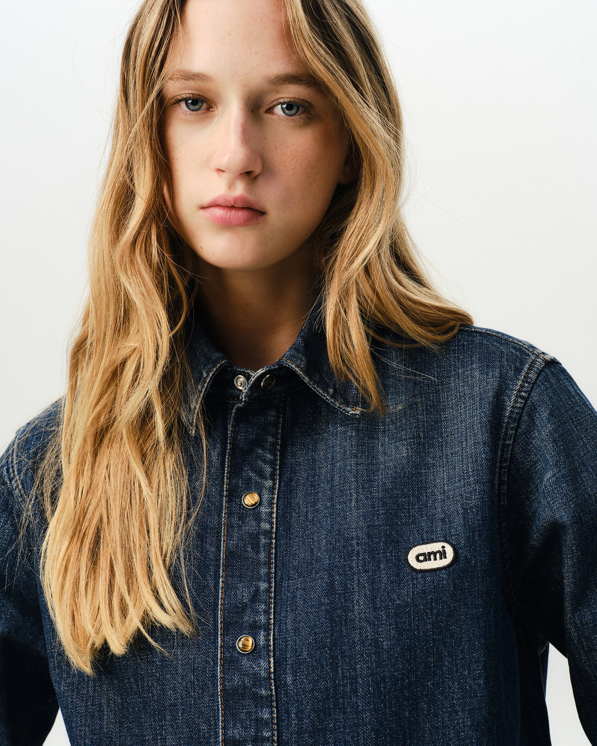 Blue cotton overshirt with Ami patch - 10