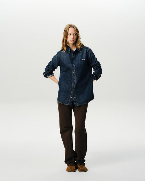 Blue cotton overshirt with Ami patch - Woman - 9 - AMI Paris - Ami Paris