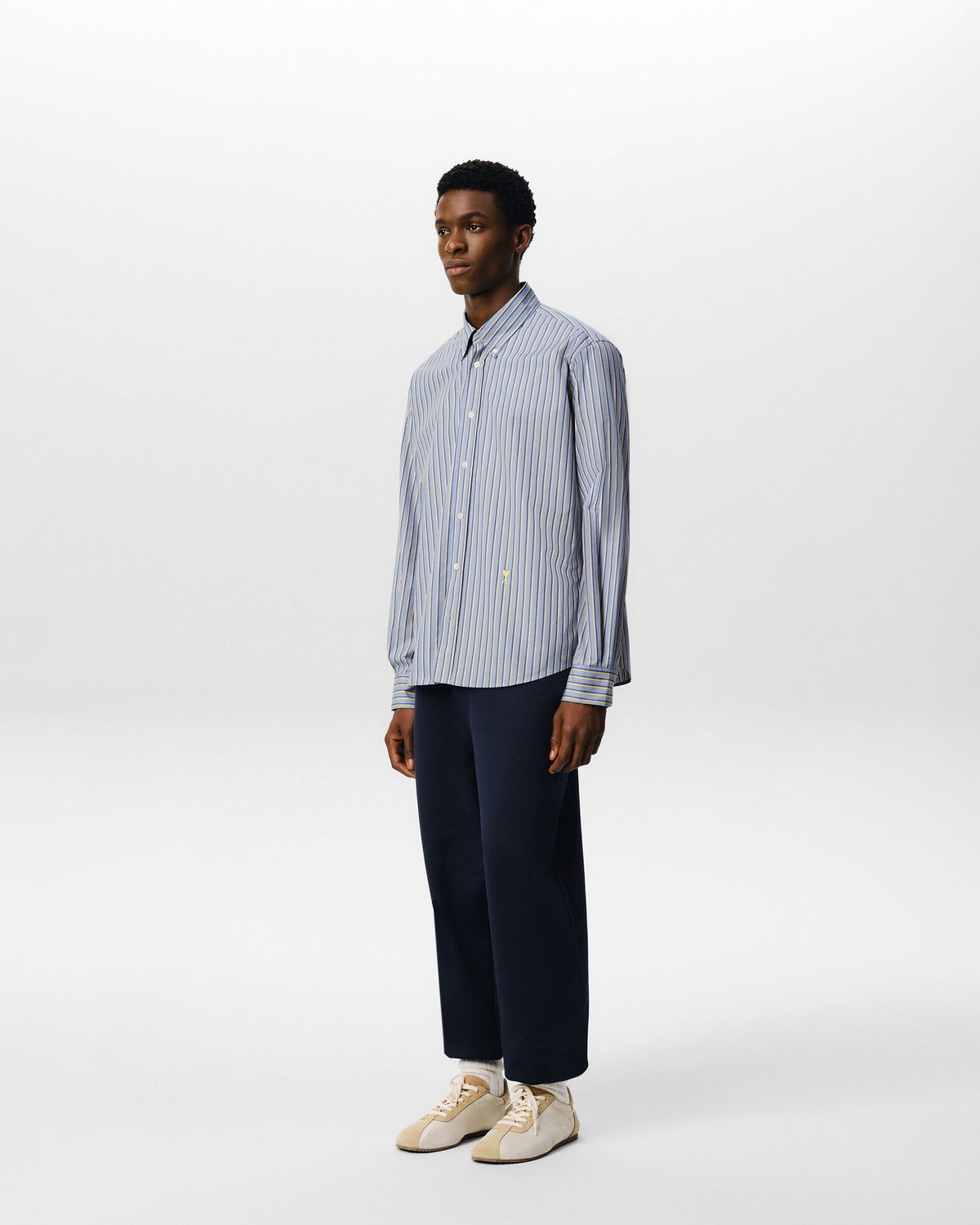 Blue striped cotton shirt with Ami de Coeur - 6