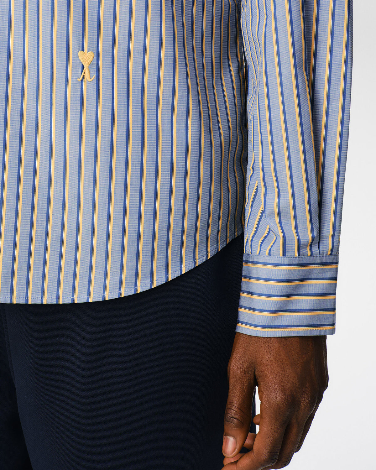 Blue striped cotton shirt with Ami de Coeur - 4