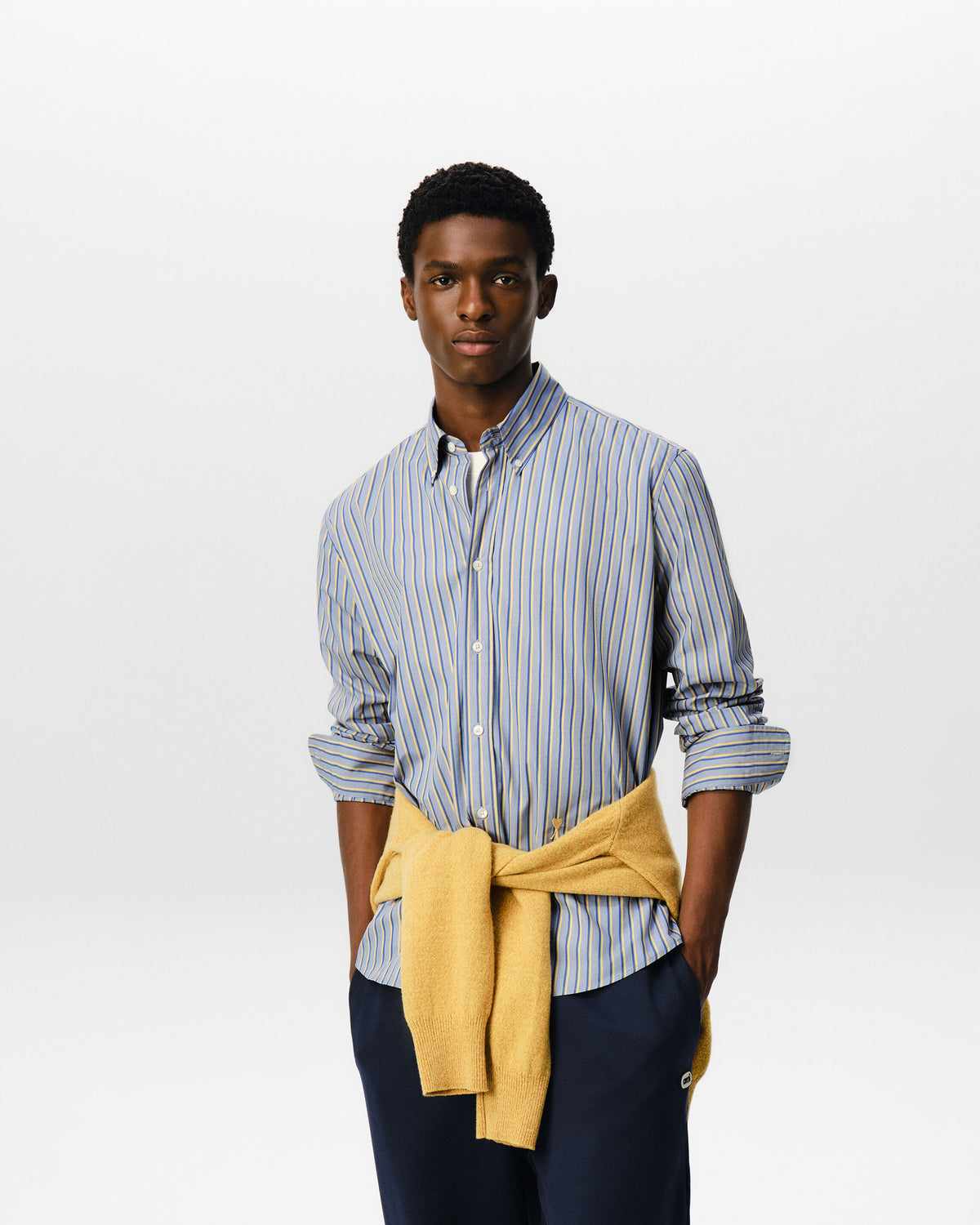 Blue striped cotton shirt with Ami de Coeur - 2