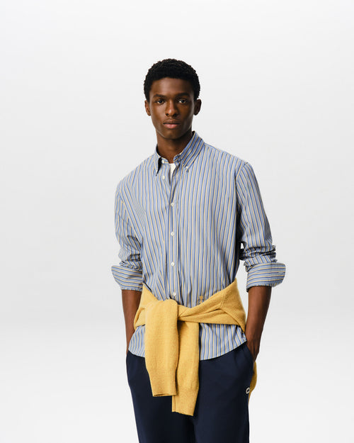 Blue striped cotton shirt with Ami de Coeur - 2 - Ami Paris