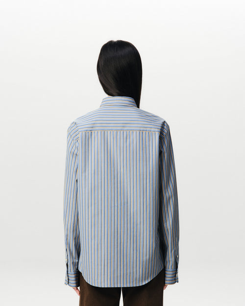 Blue striped cotton shirt with Ami de Coeur - Woman - 11 - AMI Paris - Ami Paris