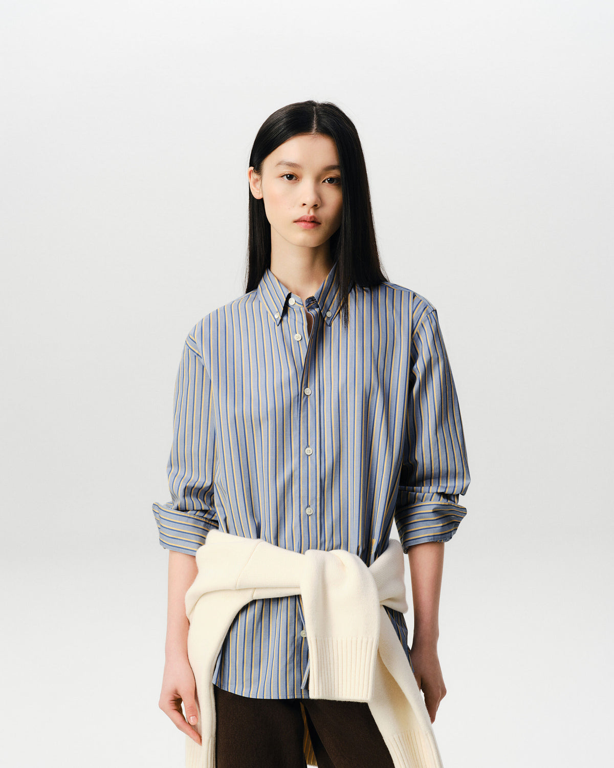 Blue striped cotton shirt with Ami de Coeur - 8