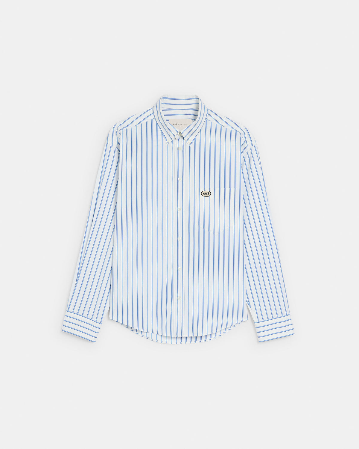White boxy striped cotton shirt with Ami patch - 1
