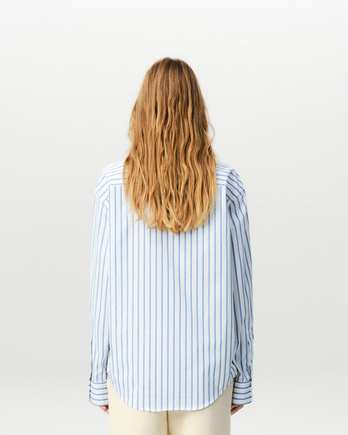 White boxy striped cotton shirt with Ami patch - Woman - 11 - AMI Paris - Ami Paris