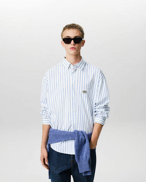 Camisa boxy de rayas blanca con parche Ami - 2 - Ami Paris