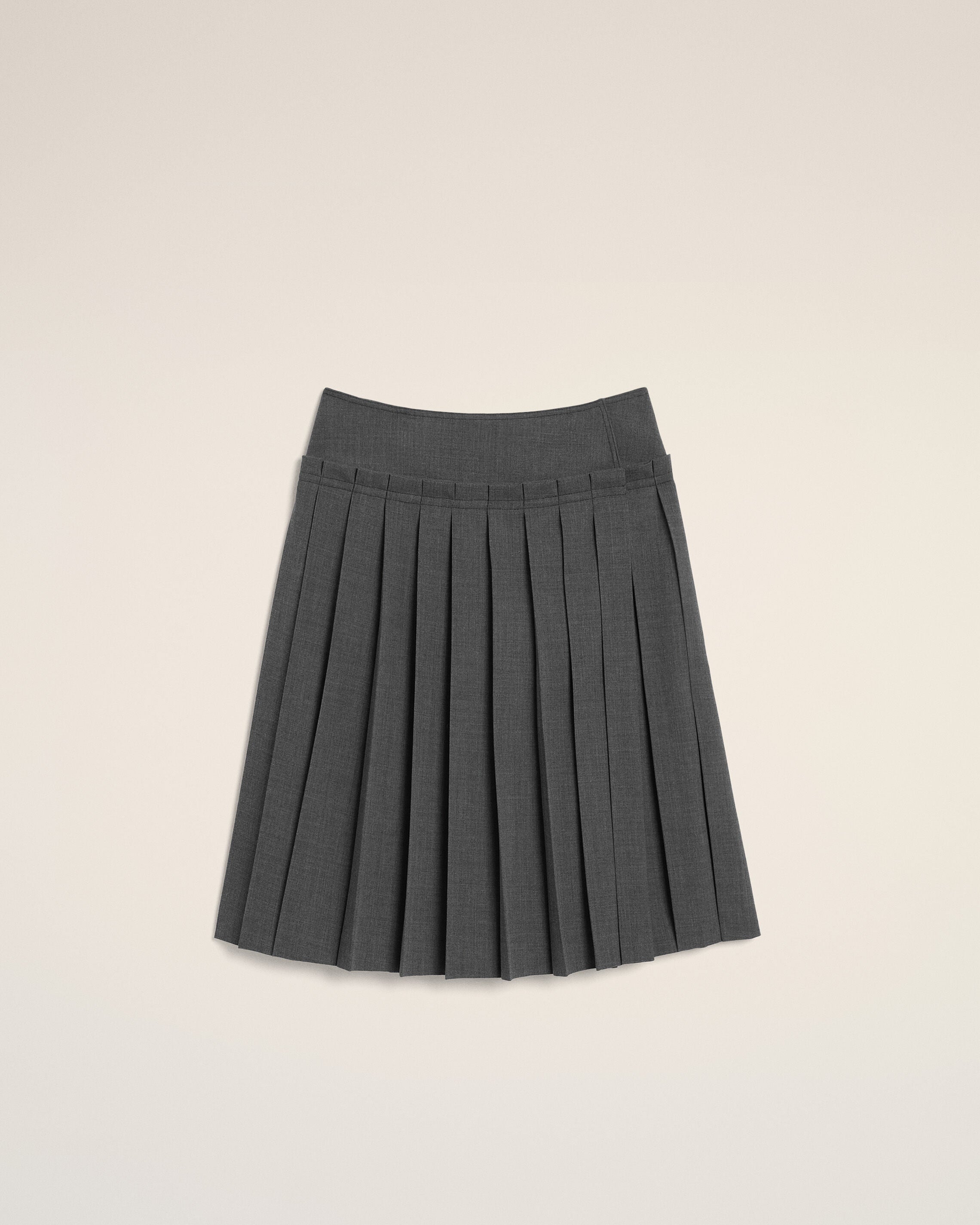 Grey midi pleated woolskirt - 1