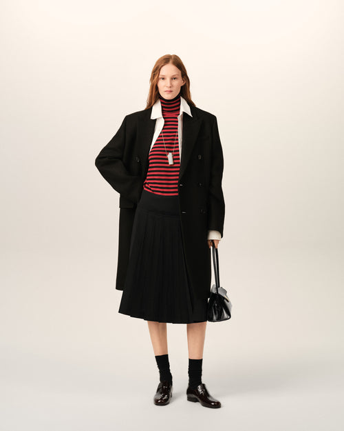 Black midi pleated woolskirt - Woman - 8 - AMI Paris - Ami Paris