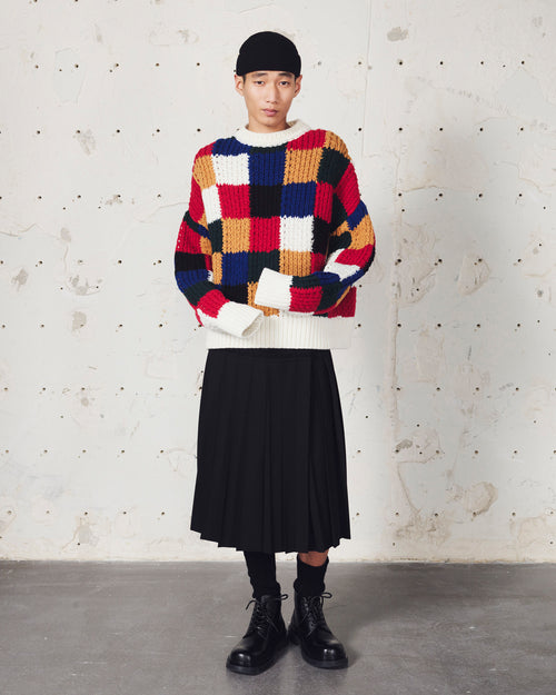 Black midi pleated woolskirt - Man - 7 - AMI Paris - Ami Paris