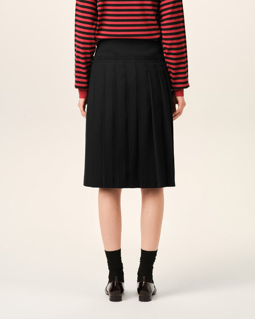 Black midi pleated woolskirt - Woman - 10 - AMI Paris - Ami Paris