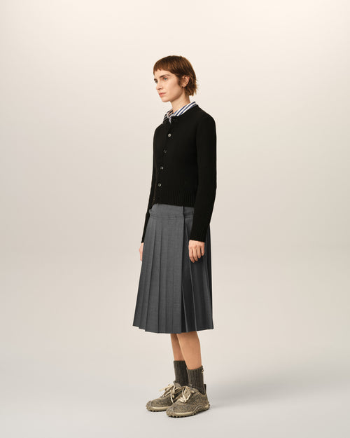 Grey midi pleated woolskirt - Woman - 12 - AMI Paris - Ami Paris