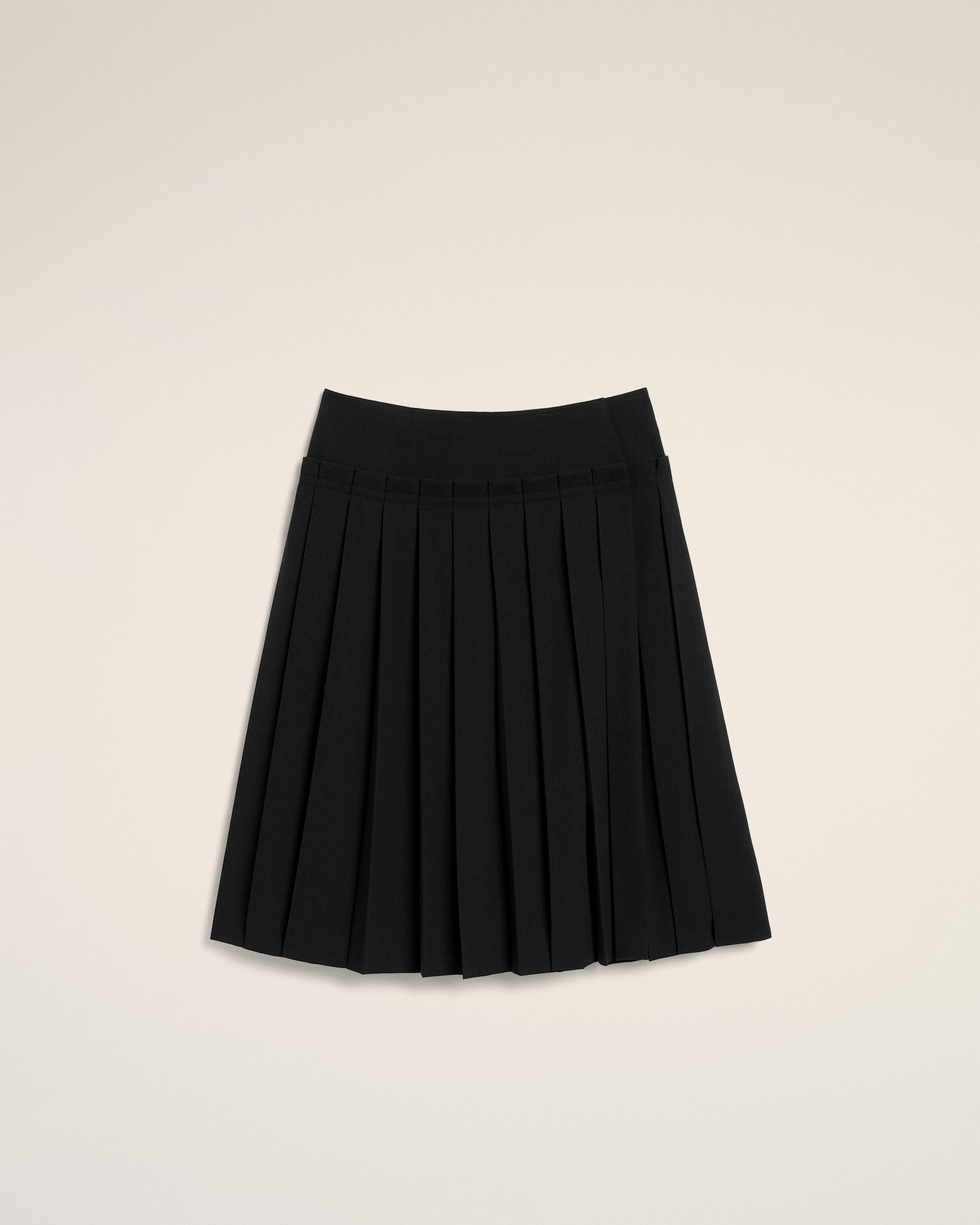 Black midi pleated woolskirt - 1