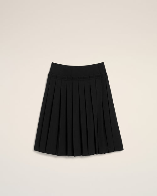 Black midi pleated woolskirt - Woman - 1 - AMI Paris - Ami Paris