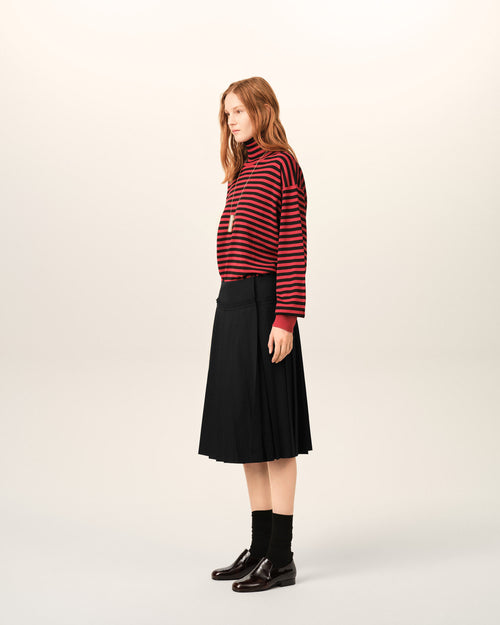 Black midi pleated woolskirt - Woman - 12 - AMI Paris - Ami Paris
