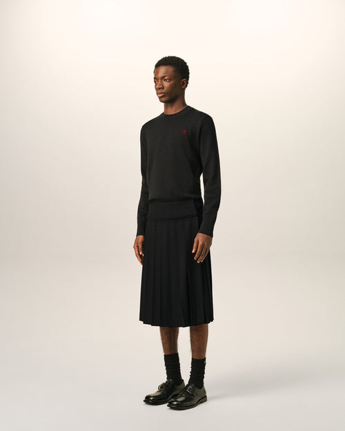 Black midi pleated woolskirt - Man - 6 - AMI Paris - Ami Paris