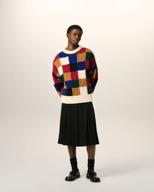 Black midi pleated woolskirt - Man - 2 - AMI Paris - Ami Paris