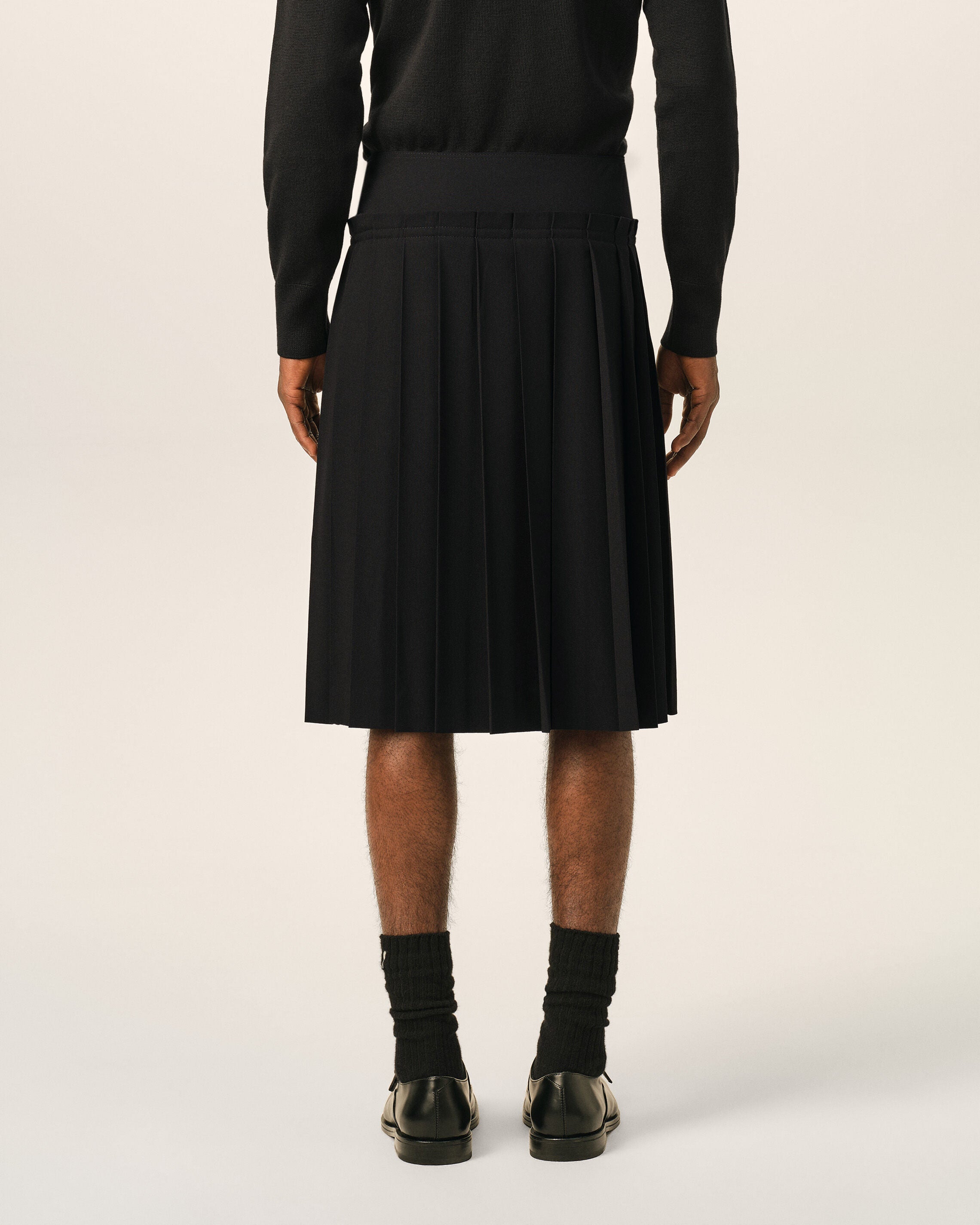 Black midi pleated woolskirt - 4