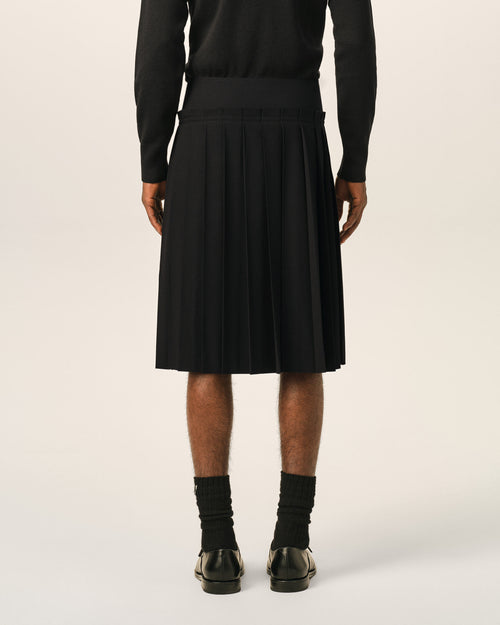 Black midi pleated woolskirt - Man - 4 - AMI Paris - Ami Paris