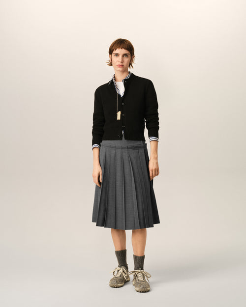 Grey midi pleated woolskirt - Woman - 8 - AMI Paris - Ami Paris