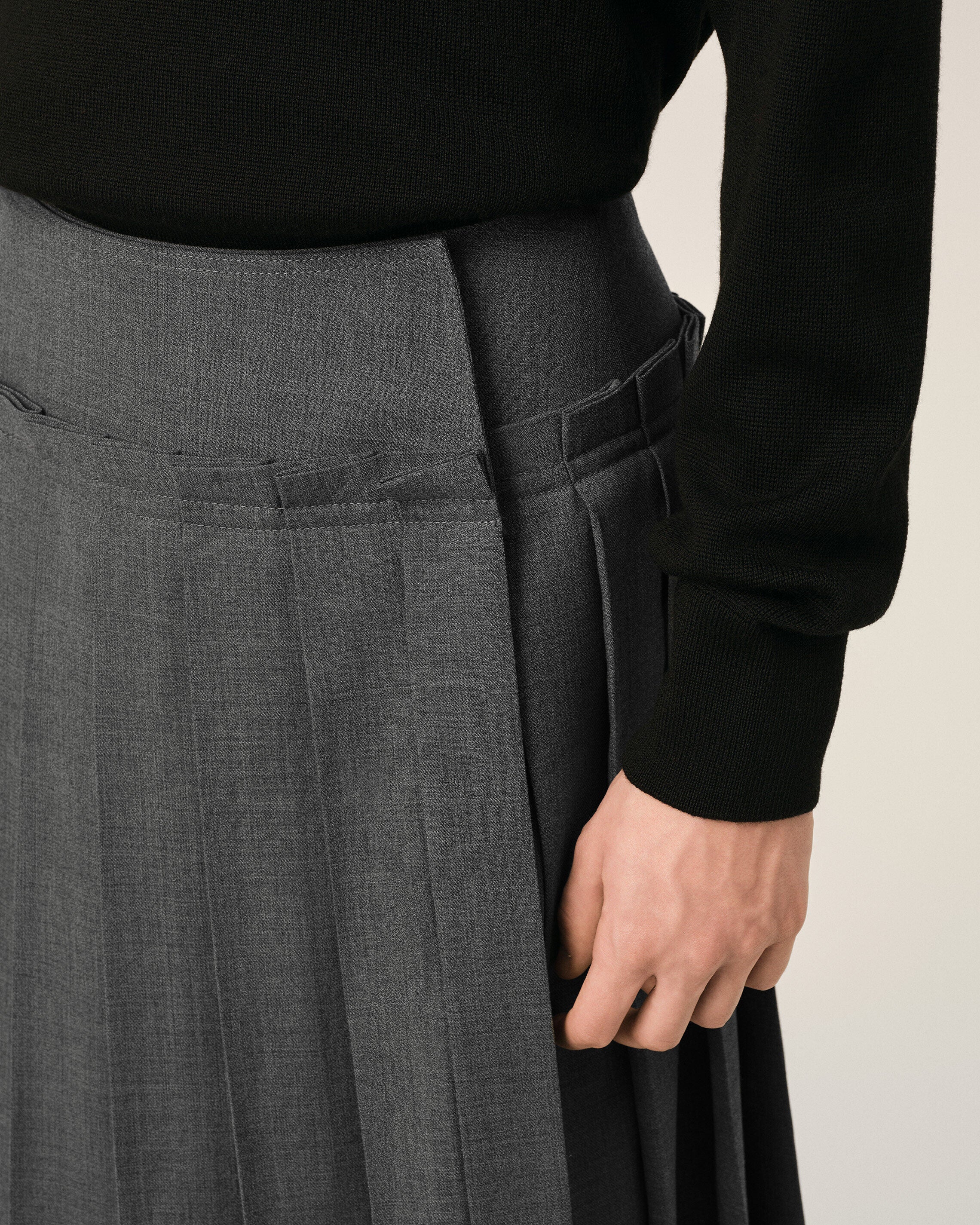 Grey midi pleated woolskirt - 5