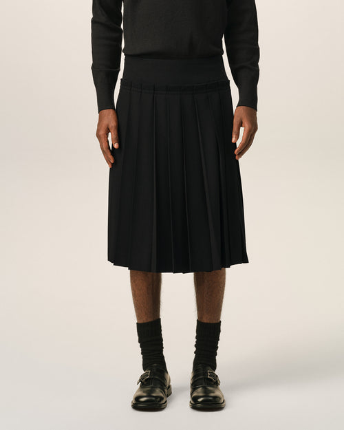 Black midi pleated woolskirt - Man - 3 - AMI Paris - Ami Paris