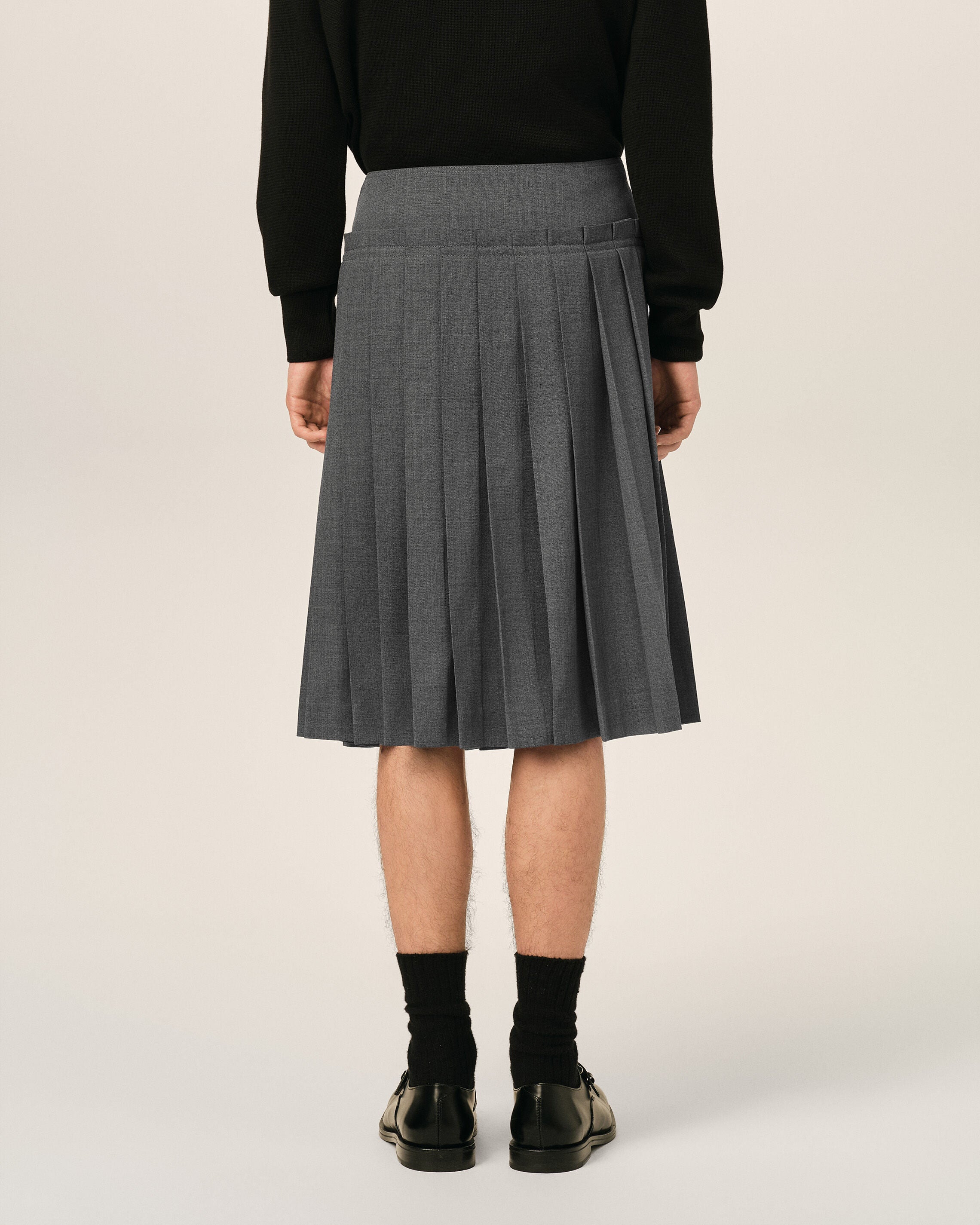 Grey midi pleated woolskirt - 4