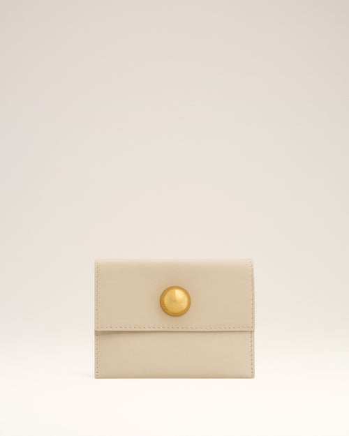                                 Beige Leather Carrousel Folded Card Holder - 3                             - Ami Paris