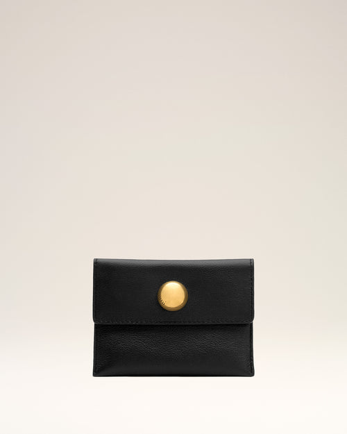 Black Carrousel Cow Leather Folded Card Holder - Woman - 4 - AMI Paris - Ami Paris