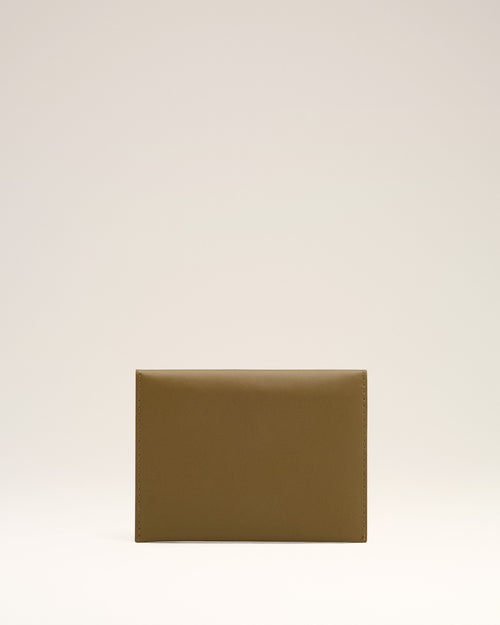 Khaki Leather Carrousel Folded Card Holder - 1 - Ami Paris