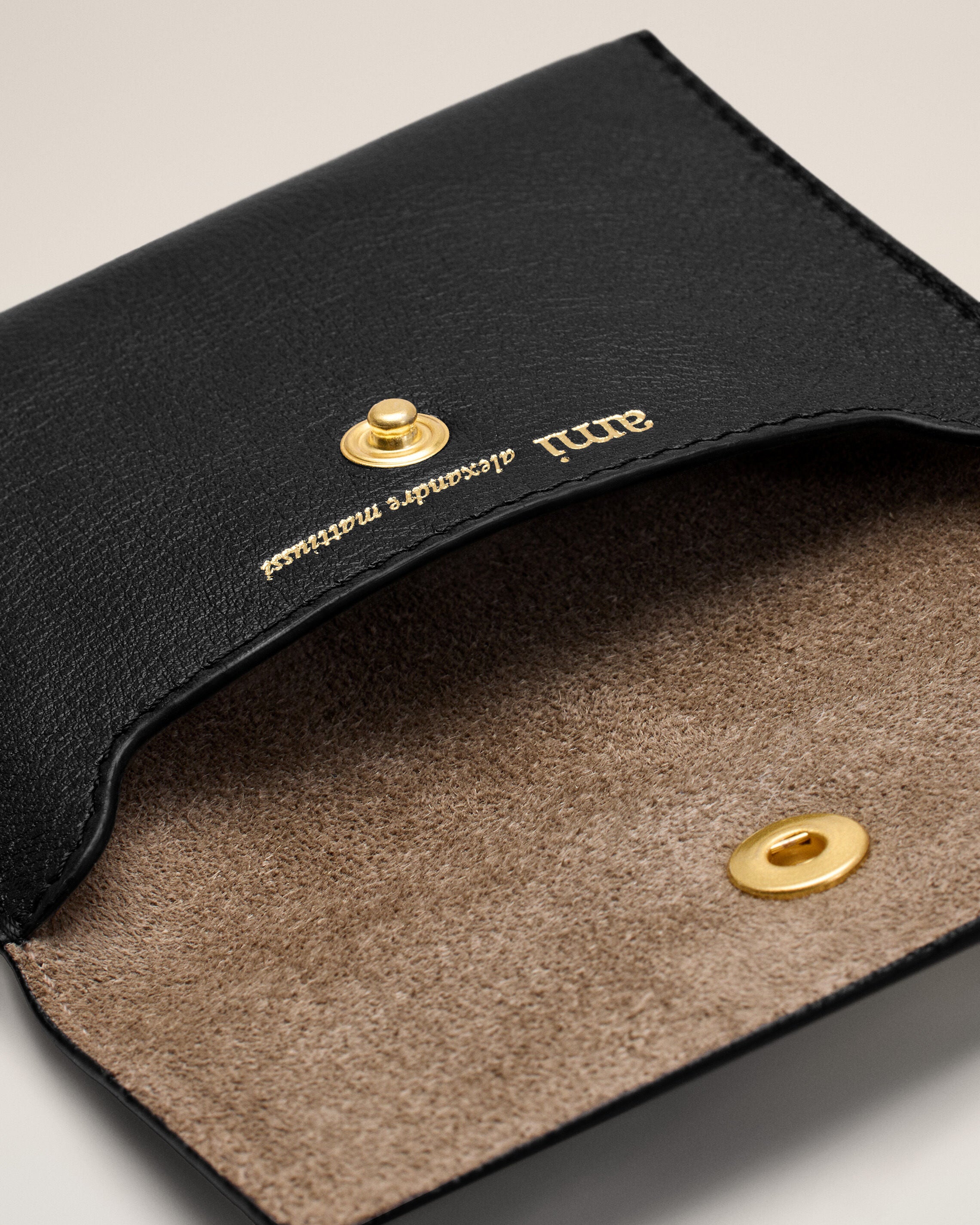 Black Carrousel Cow Leather Folded Card Holder - 6