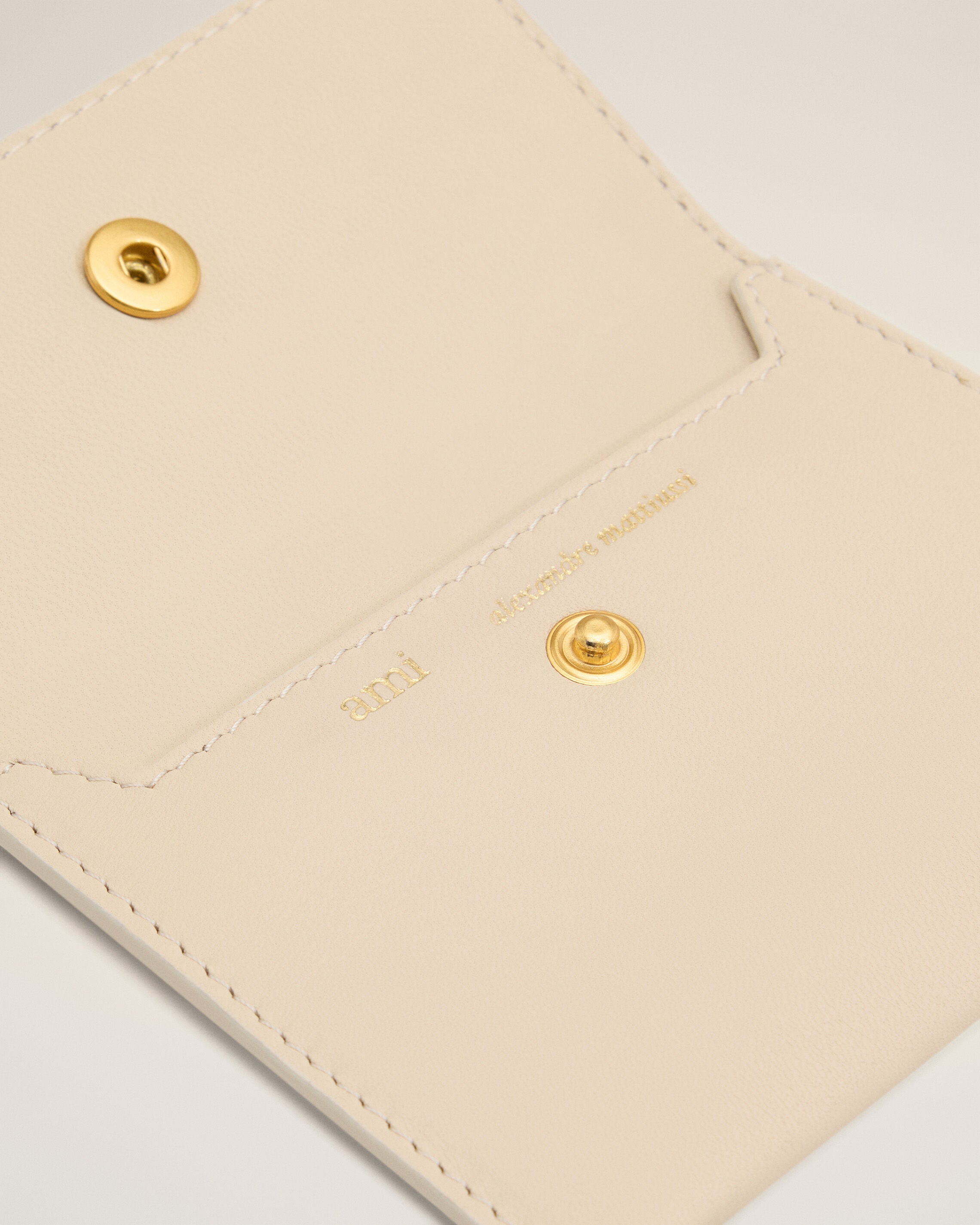 Beige Leather Carrousel Folded Card Holder - 6
